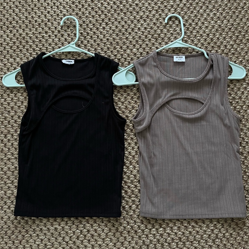 Cotton on tank tops (order comes with both shown) size S black and brown